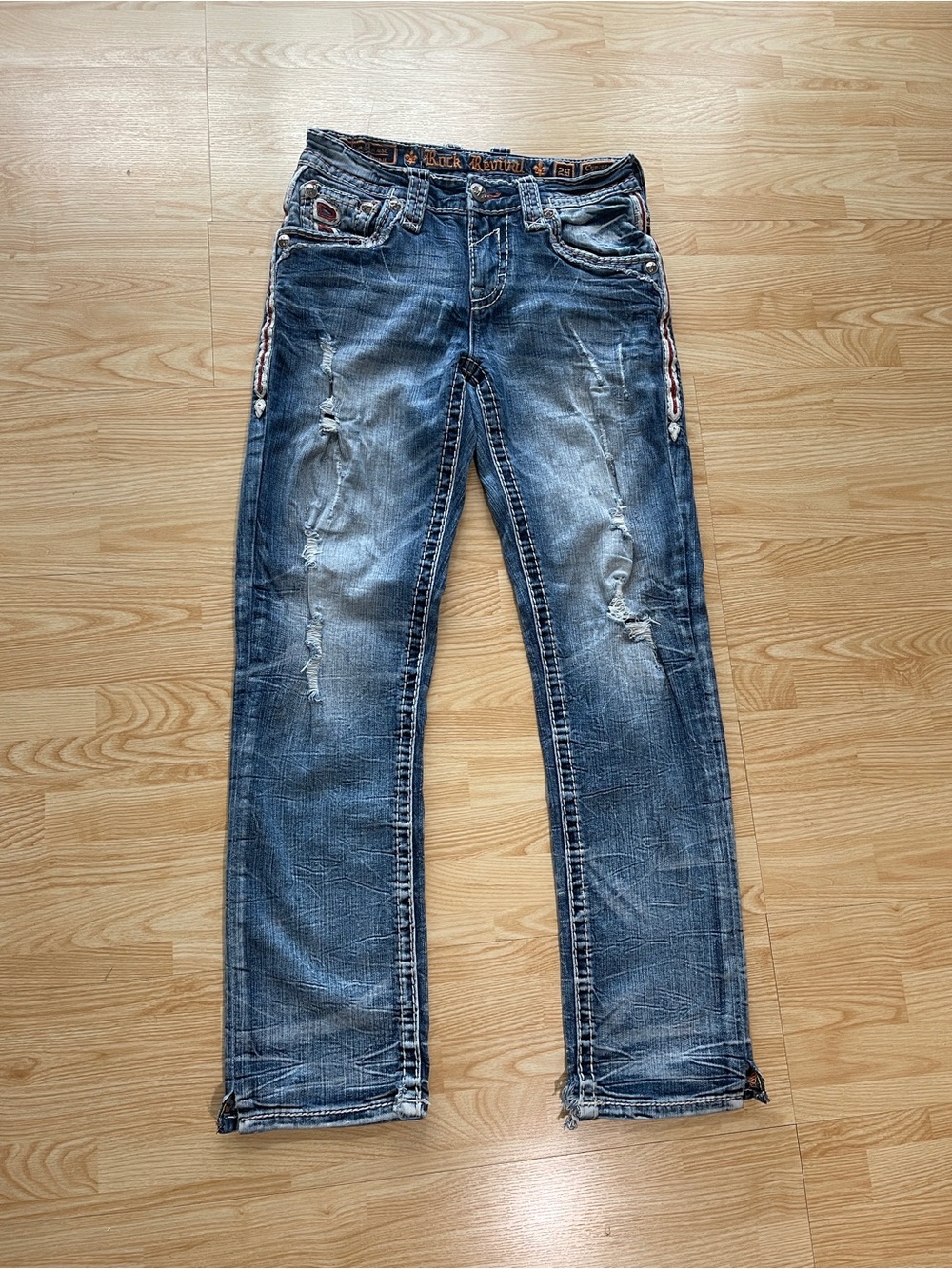 Vintage Men's Distressed Rock Revival Cypress Straight Jeans in, size 29